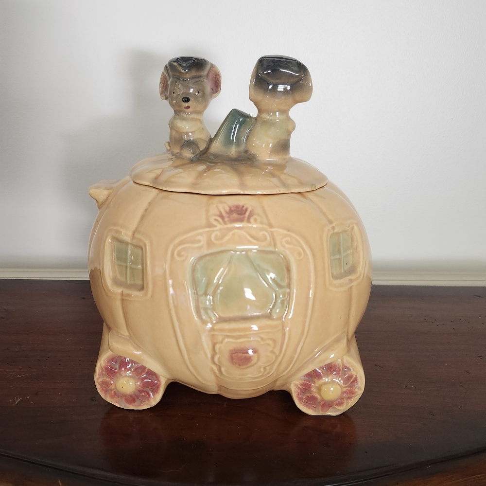 Vintage Brush Pottery Cinderella Pumpkin Cookie Jar 1962 Rare